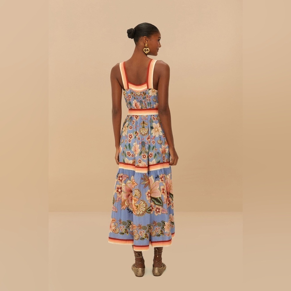 Farm Rio Blue Superbloom Tapestry Maxi Dress XS B290 - Picture 3 of 5